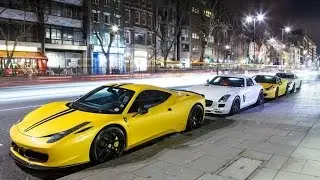 Supercars in London January 2016, Porsche 918s, SLRs, Pagani, LaFerrari