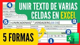 Cómo🔴UNIR TEXTO de varias celdas en Excel✅Función UNIRCADENAS