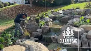 Landscape Installation for a ONE OF A KIND Freshly Installed Waterfall