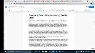 Create a TOC using MS Word and Google Docs