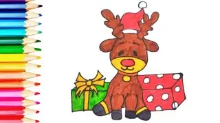 Christmas Reindeer Drawing & Coloring for kids#drawingtutorial #coloring #christmasart #easydrawing