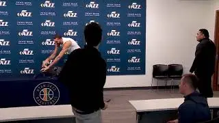 Rudy Gobert touching all the mics after an interview