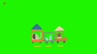 train running | animals l bear | elephant | peacock | green screen animation