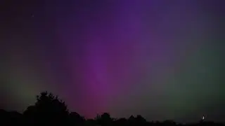 Northern Lights in Ditton Priors village, England UK - South Shropshire, Aurora Borealis