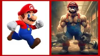 SUPER MARIO BROS Characters as MUSCLES 2023