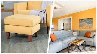 75 Orange Vinyl Floor Living Room Design Ideas You'll Love 🔴