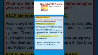 Implementation Methodologies In SAP ECC And S4HANA | Interview Questions | Sivan's SAP SD Training