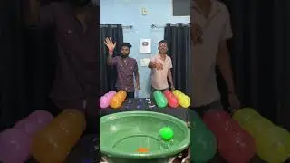 Put The Ball In Bucket With Multi Colour Pop Balloon Challenge #shorts
