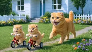 Mom Cat Cooks Delicious Cabbage Rolls with Ground Meat & Makes Tiger Hat For Kittens At Home