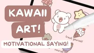 Learn KAWAII Illustration Motivational Saying Grid | Procreate Tutorial for Beginners