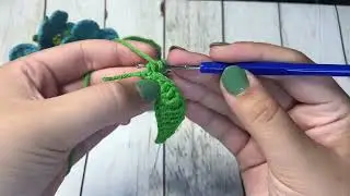Маленький листик крючком( вязаный веночек)
