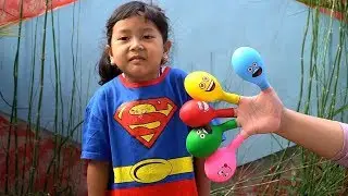 Keysha Play Filling Water in Balloons Daddy Finger Nursery Rhymes | Learn Colors With Balloons