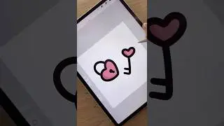 How to draw a cute heart lock & key🥹💗🔐 #art #draw #drawing #digitalart #drawingtutorial