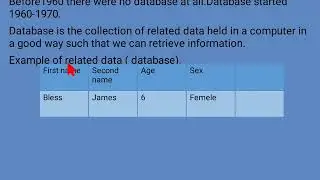 Table that show related data stored in Database