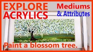 How to Paint a Simple and Easy, Beautiful Blossom Tree in Acrylics - Using various painting tools.