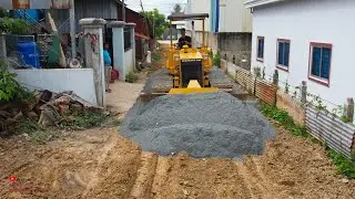 Wonderful Stronger Komatsu Bulldozer Spreading Gravel On Road With Working Foundation Home