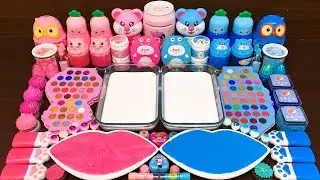 PINK vs BLUE! Mixing Random into GLOSSY Slime ! Satisfying Slime Video 