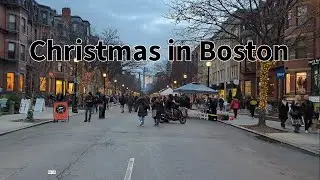 Christmas in Boston - Walking Newbury Street [4K]