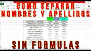 Como SEPARAR NOMBRES y APELLIDOS en excel