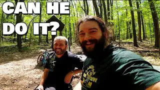 Beginner Mountain Biker Rides Intermediate MTB Trail