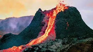 volcano and lava _Scenic Relaxation Film With Calming Music.