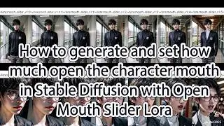 How to generate and set how open the character mouth in Stable Diffusion with Open Mouth Slider Lora