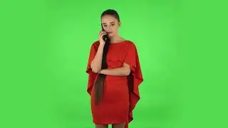 Pretty Young Woman Is Talking for Mobile Phone  Green Screen Video Effect | No Copyright Stock Video