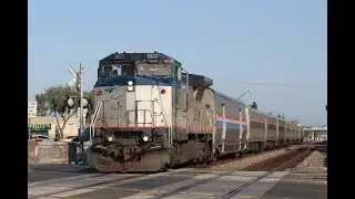 Amtrak, Metrolink, and BNSF trains in Orange County, CA - August 2018