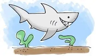 How to draw a cartoon Shark