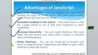 Lecture 12 'B' Advantages of JavaScript, Limitations of JavaScript, JavaScript Development Tools
