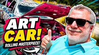 We rode a demolition derby car in the Houston Art Car Parade!