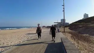 Rishon Le-Zion - Bat Yam Promenade Walk, Israel - July 2023 | 4k