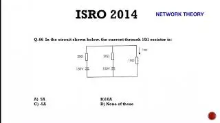 Q66 ISRO 2014 Solutions Electronics | ISRO Scientist / Engineer-SC Electronics Previous Year Paper