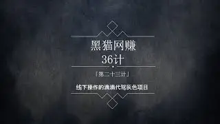 黑猫社网赚36计第23计：线下实操灰色暴利赚钱项目