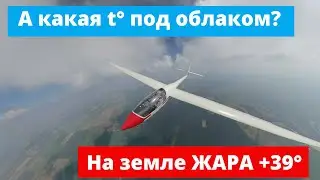 На земле температура +39 градусов🥵, а какая температура под облаком? Полеты на планере