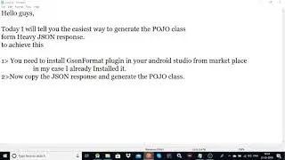 Generate Pojo/Model class from JSON response 