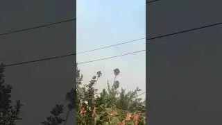 Line fire in highland California still smoke in the sky