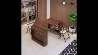 Pengu space-saving extendable table with folding chairs