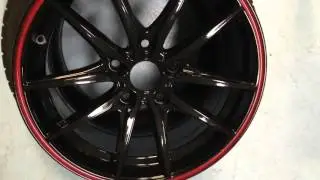 2-Tone Gloss black and Red lip powdercoated rim wheel repair Phoenix