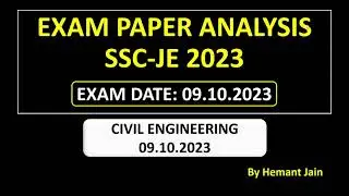 SSC JE Exam 2023 Analysis Today | SSC JE Civil Paper 9th October 2023 Analysis and Expected Cutoff