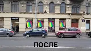 Светодиодные экраны в окнах магазина одежды. 4 экрана синхронное управление.