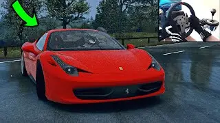 Drifting Ferrari 458 in The Rain  - Assetto Corsa (Steering Wheel) Gameplay