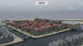 Vlooienburg/Waterlooplein (Amsterdam) through the ages, 1625-2020