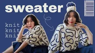 knit top down raglan sweater with wavy pattern tutorial part 1