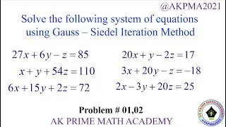 Solving system of equations using Gauss - Siedel iteration method #matrices #jntua #iterativemethod