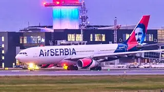 STUNNING EVENING TAKEOFF | AirSERBIA 'Nikola Tesla' Livery Airbus A330-200 at Belgrade