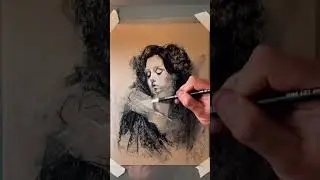 ASMR charcoal portrait drawing process #charcoaldrawing #shorts #drawing #artshorts
