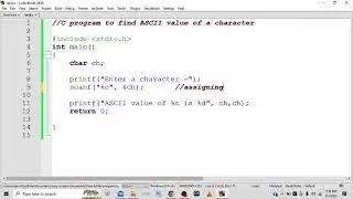 C Program to find ASCII value of a character.