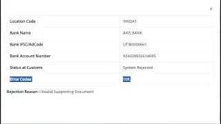 ICEGATE Ad Code & IFSC updation | Invalid Supporting Document | System Rejected | Error Codes 108
