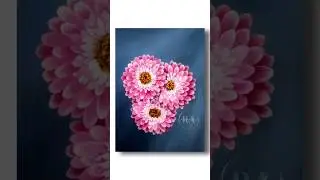💫 Easy flower Painting Using Round Brush Technique on WOOD #shorts